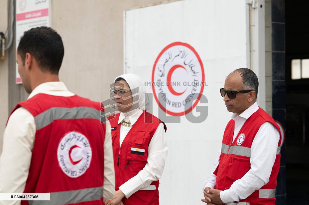Presidents Macron And Sissi Visit To Red Crescent Logistics Center - El Arish