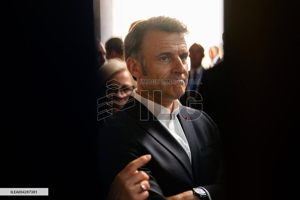 Presidents Macron And Sissi Visit To Red Crescent Logistics Center - El Arish