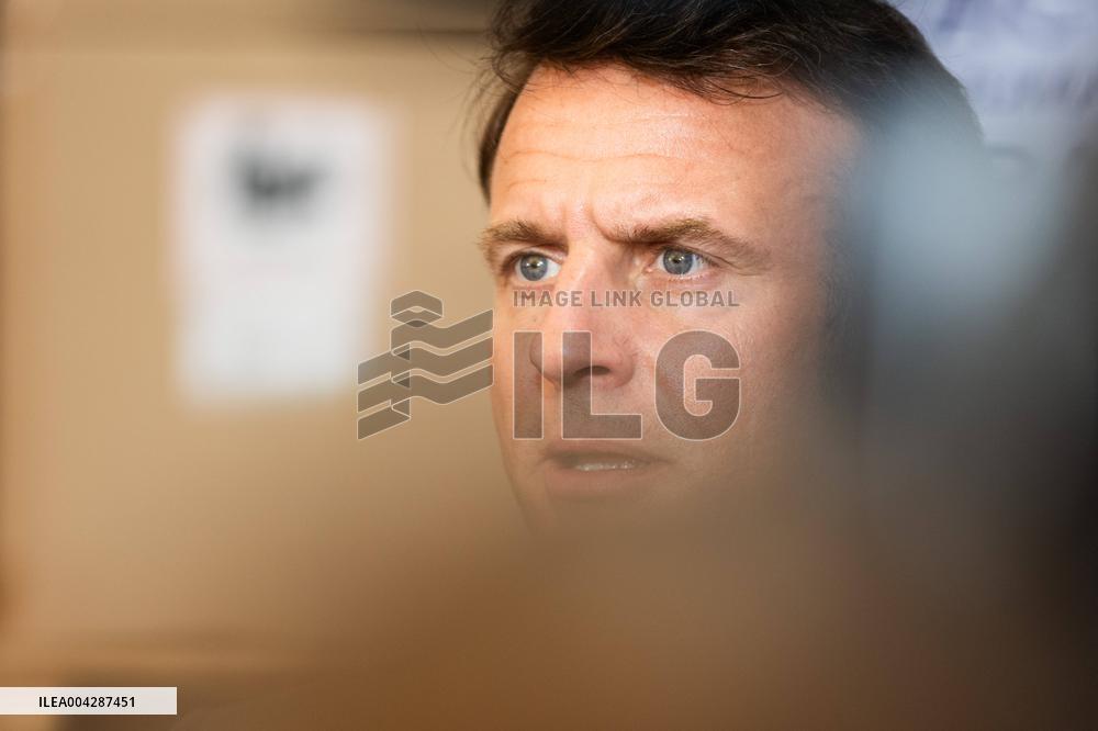 Presidents Macron And Sissi Visit To Red Crescent Logistics Center - El Arish