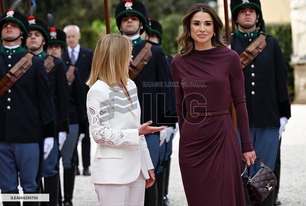 Meloni Hosts Queen Rania at Villa Doria Pamphilj - Rome
