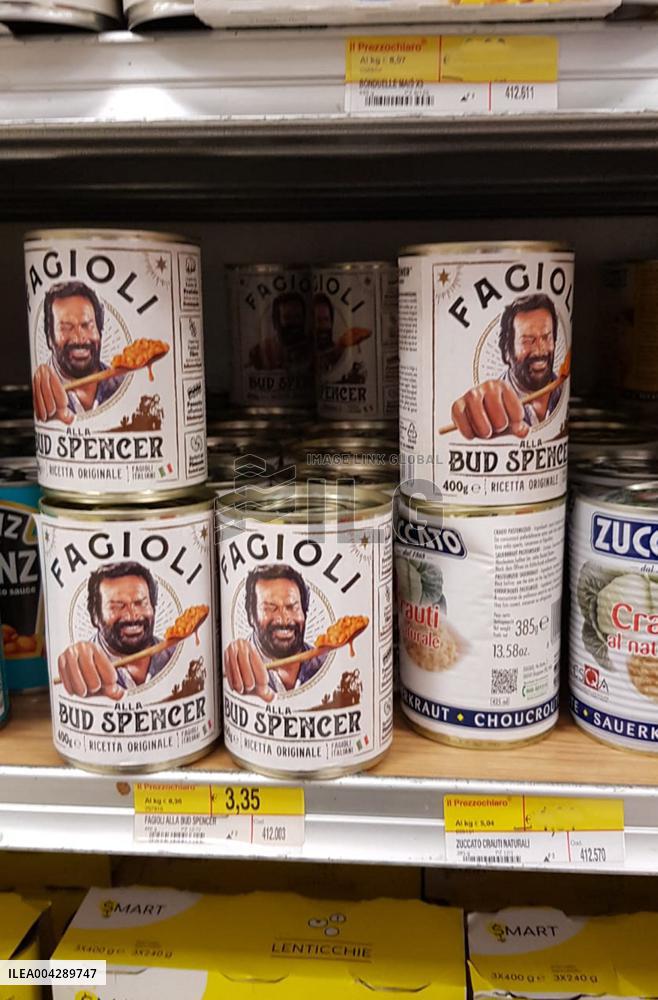 Bud Spencer Beans Sold in Esselunga Supermarket - Milan