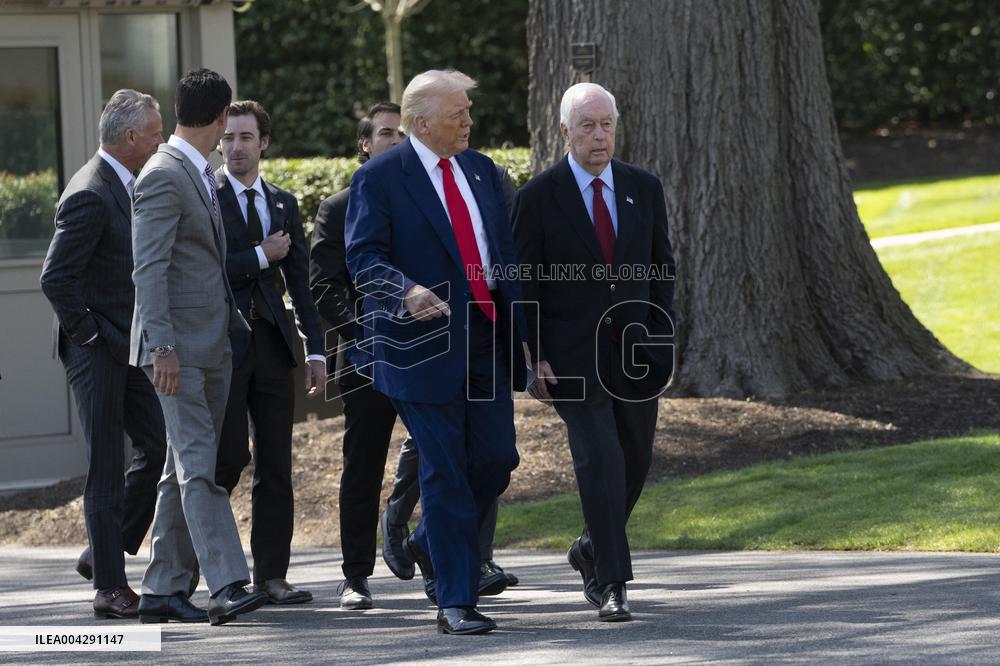 President Donald J Trump participates in a Photo Opportunity with Racing Champions