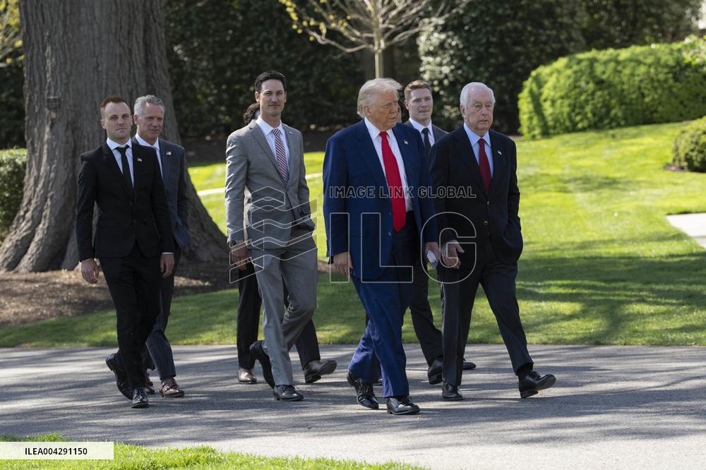 President Donald J Trump participates in a Photo Opportunity with Racing Champions