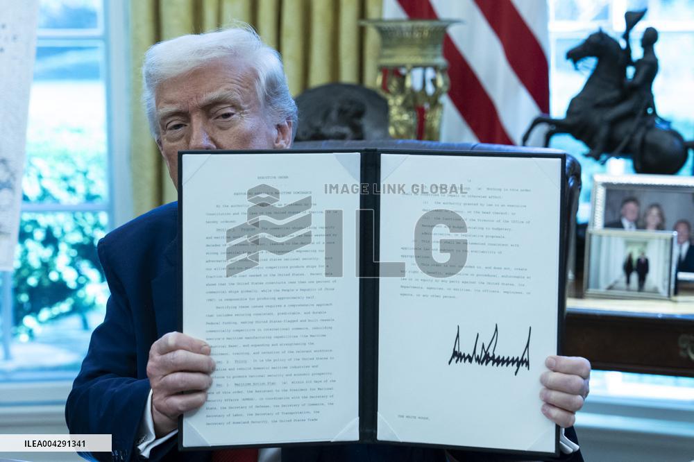 President Donald J Trump signs executive orders proclamations