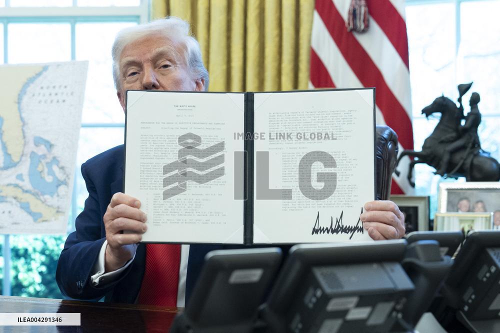 President Donald J Trump signs executive orders proclamations