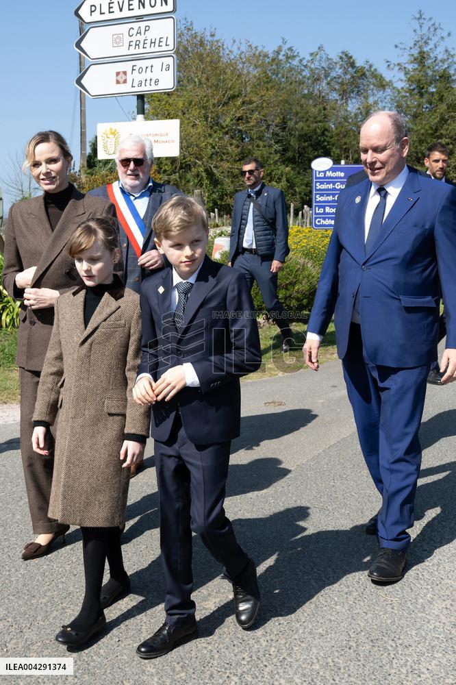 NO TABLOIDS - Official visit to Brittany by Prince Albert II of Monaco with his family - Plevenon