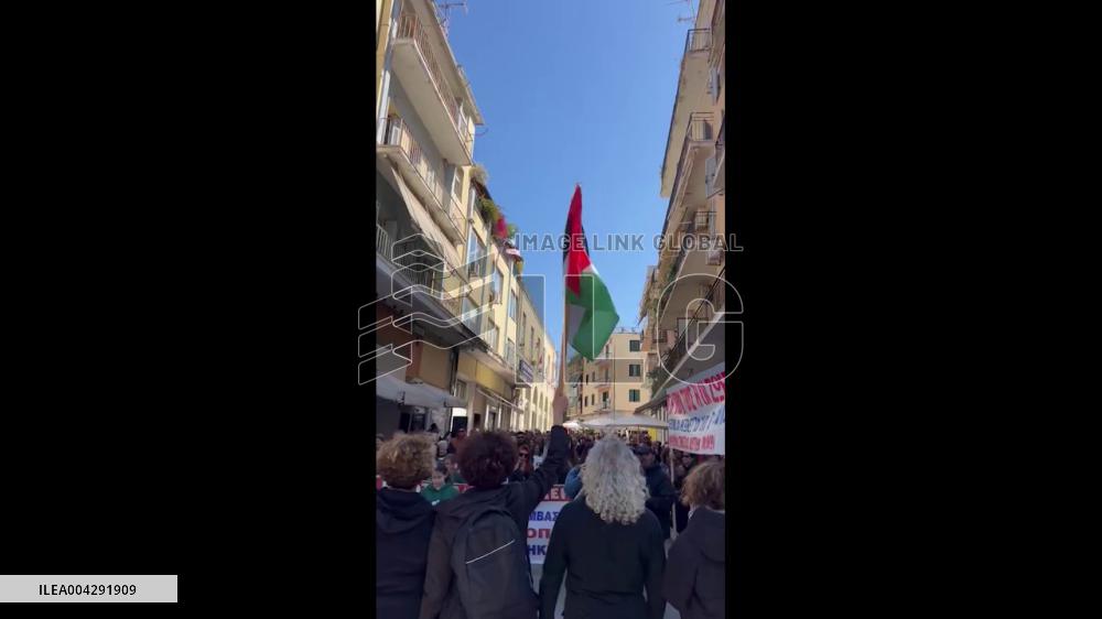 Greece: Protesters in Corfu Call for Gaza Ceasefire Amid Nationwide Strike