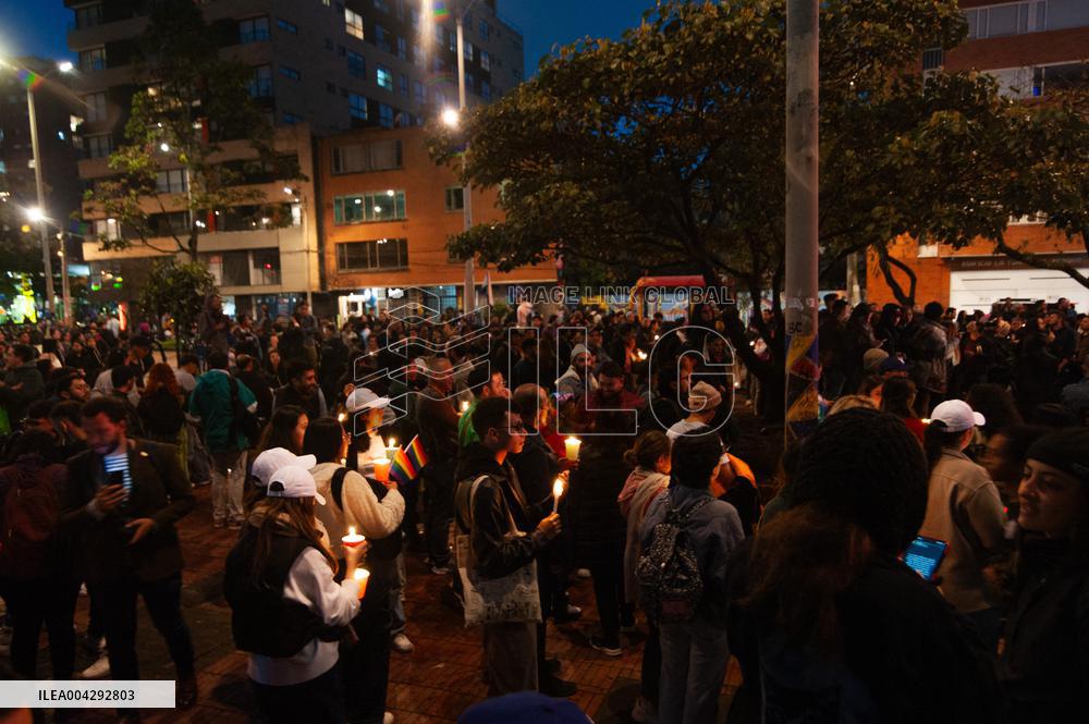 Demonstration against the transfemicide of Sara Millerey a women tourtured and killed in northern Colombia