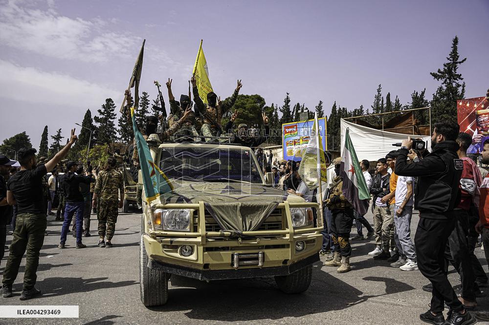 SDF Fighters Leave Aleppo - Syria