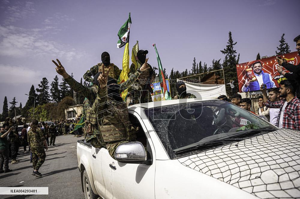 SDF Fighters Leave Aleppo - Syria