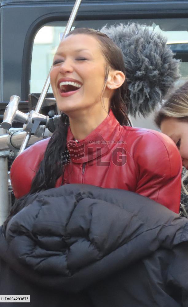 Bella Hadid on The Set of The Beauty Series in Paris