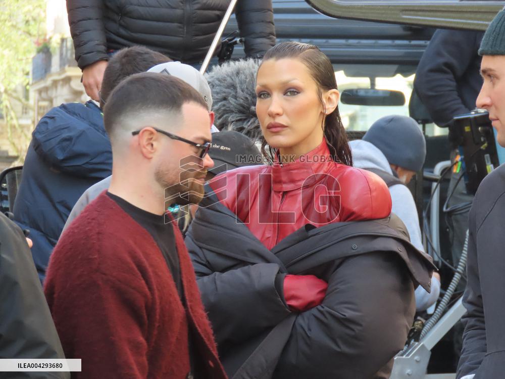 Bella Hadid on The Set of The Beauty Series in Paris