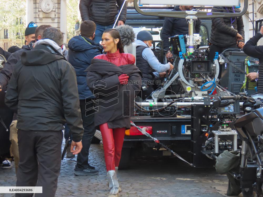 Bella Hadid on The Set of The Beauty Series in Paris