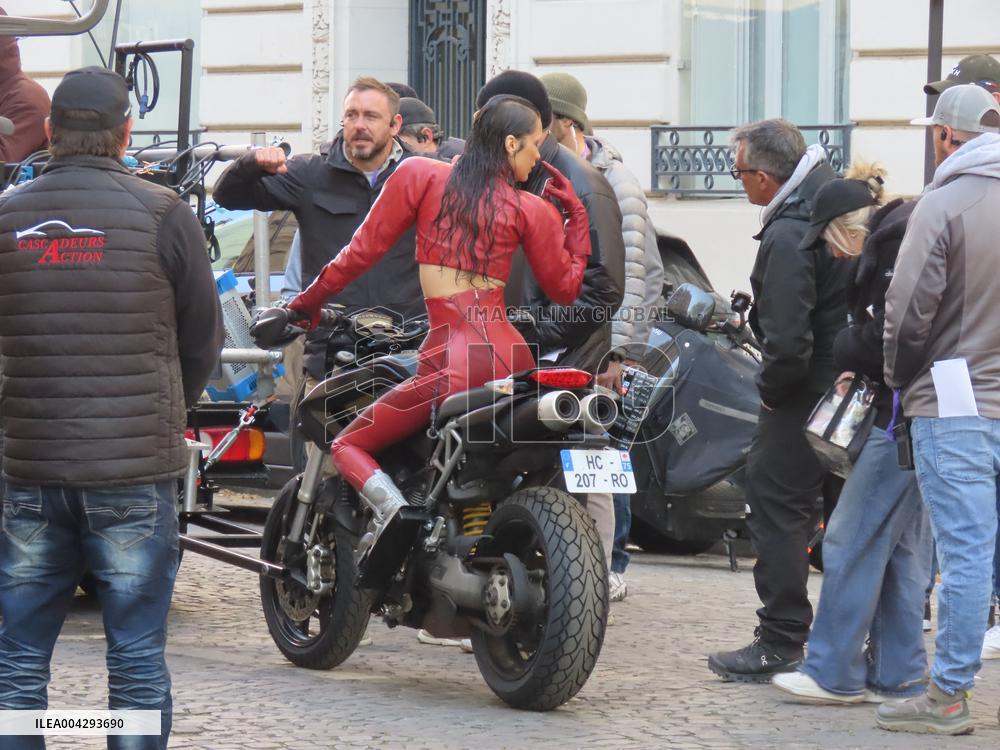 Bella Hadid on The Set of The Beauty Series in Paris