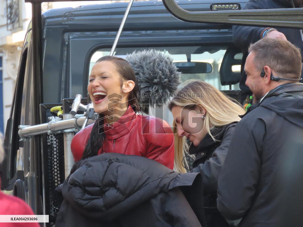 Bella Hadid on The Set of The Beauty Series in Paris