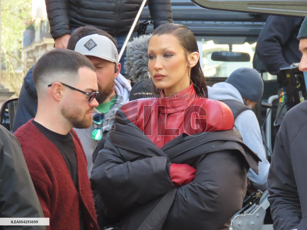 Bella Hadid on The Set of The Beauty Series in Paris