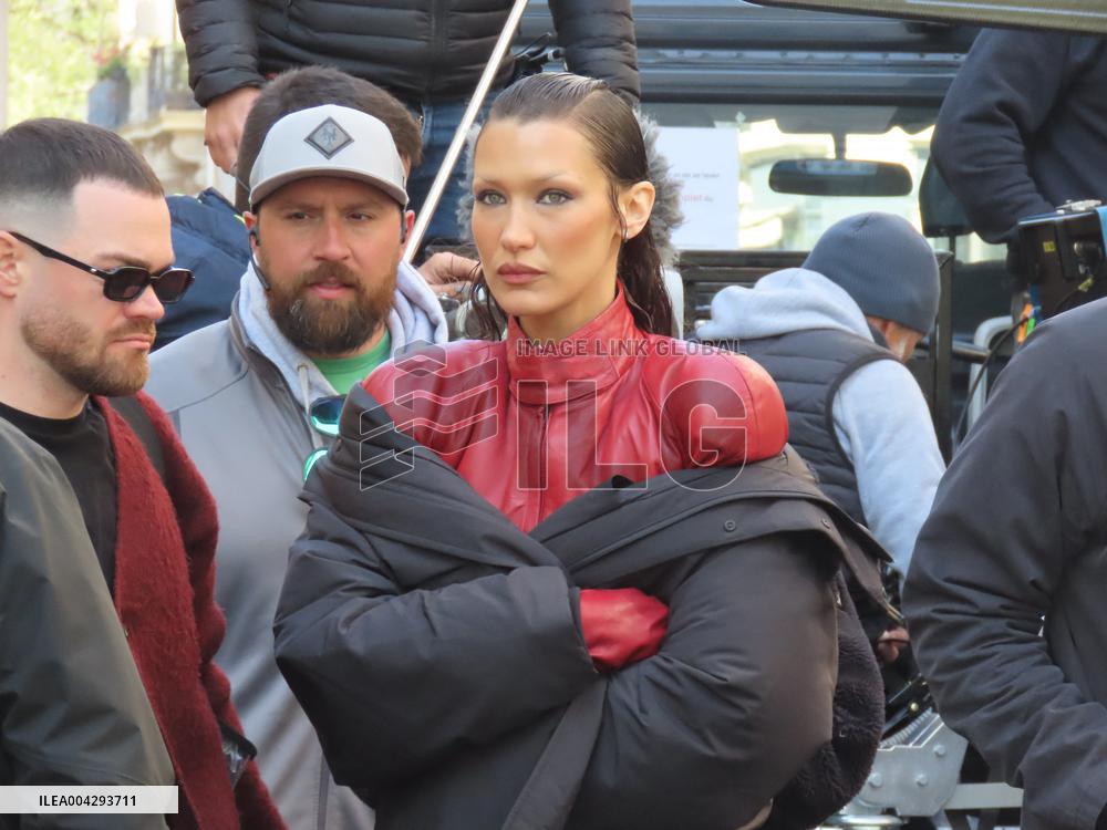 Bella Hadid on The Set of The Beauty Series in Paris