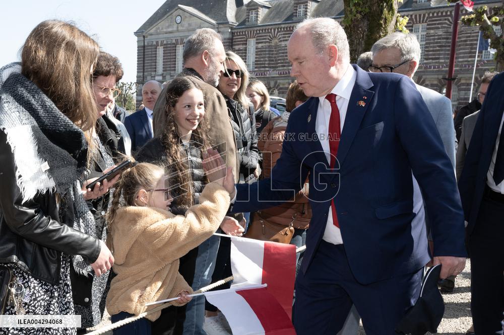 NO TABLOIDS - Official visit to Brittany by Prince Albert II of Monaco with his family - Torigny.