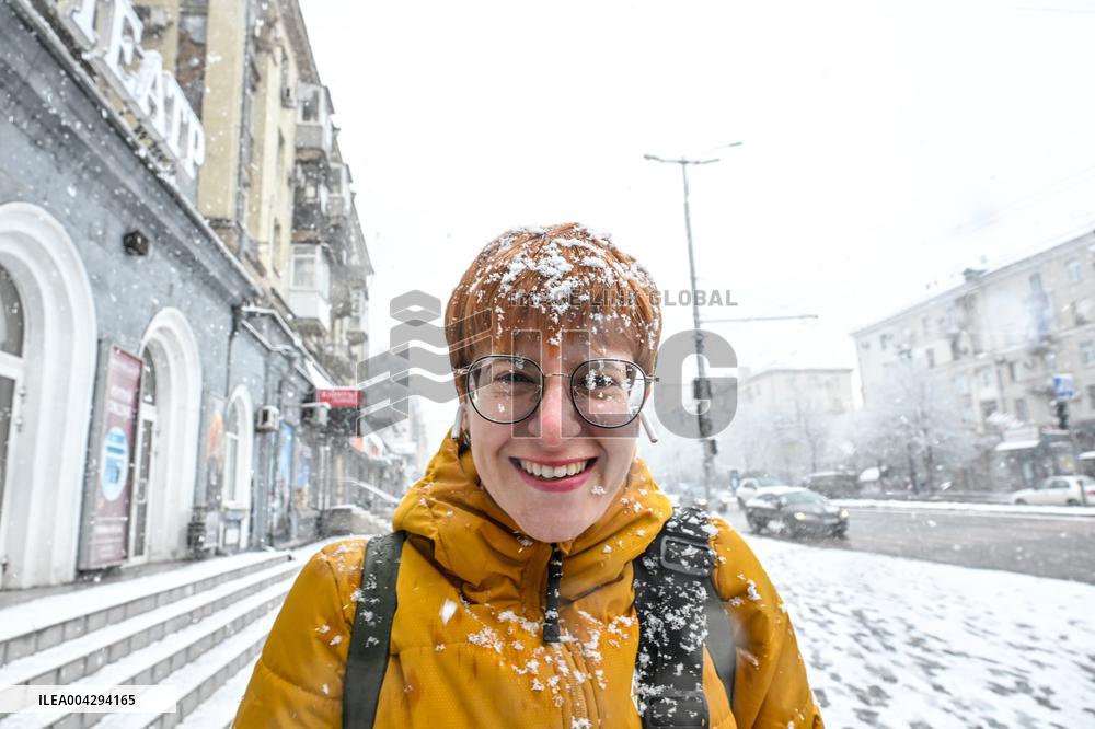 Snowfall hits Zaporizhzhia in April