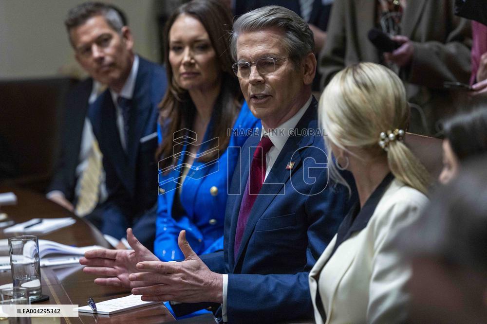 US President Donald J. Trump hosts a cabinet meeting