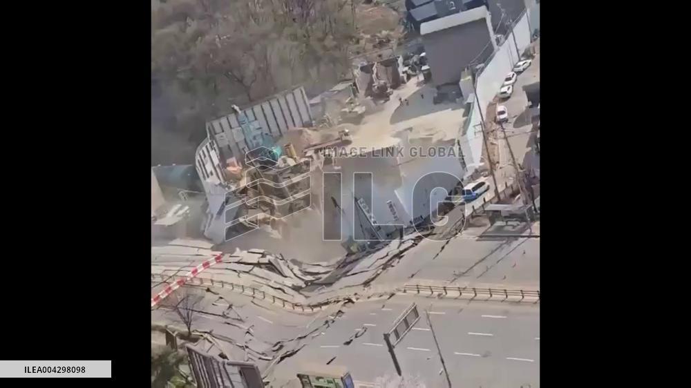 South Korea: Road Collapses at Subway Construction Site Near Seoul
