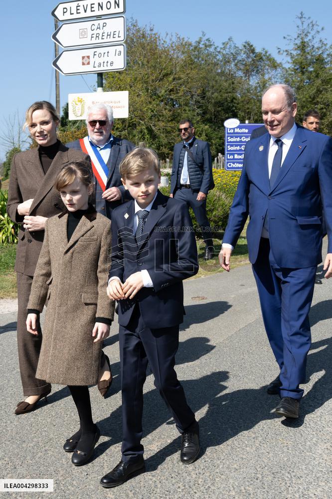 NO TABLOIDS - Official visit to Brittany by Prince Albert II of Monaco with his family - Plevenon
