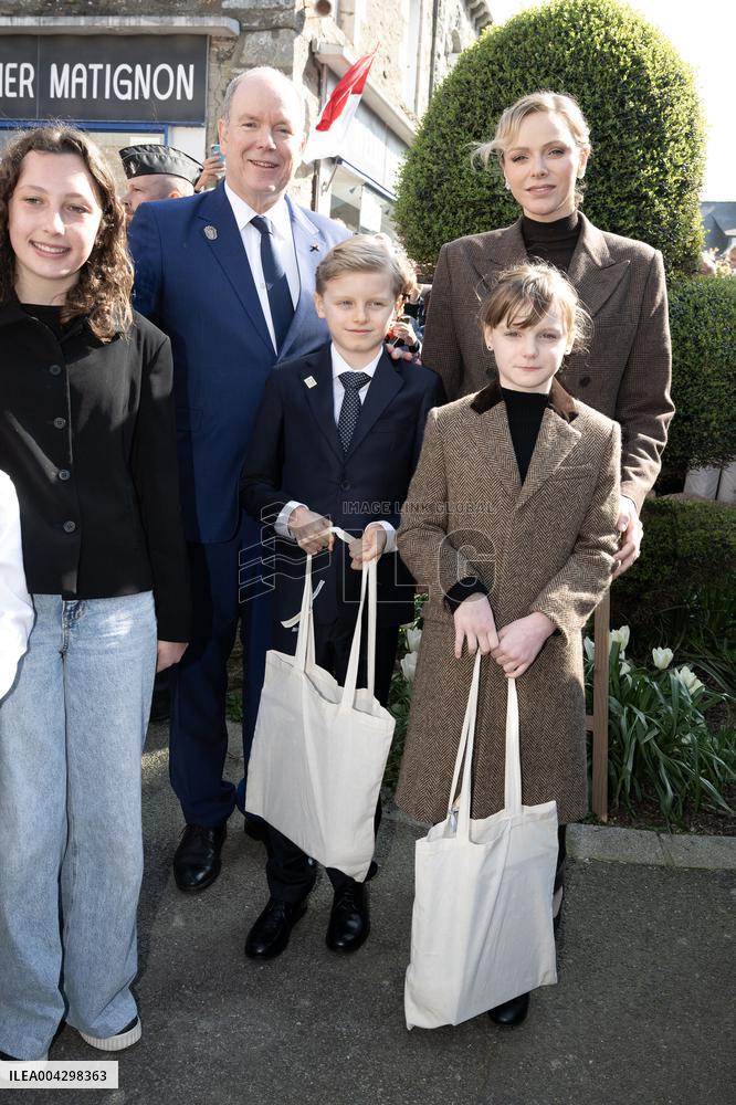 NO TABLOIDS - Official visit to Brittany by Prince Albert II of Monaco with his family - Matignon