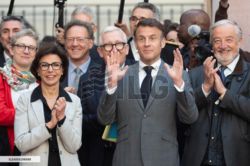 Macron Visits The Paris Book Festival - France