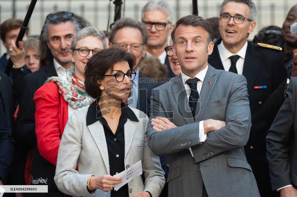 Macron Visits The Paris Book Festival - France