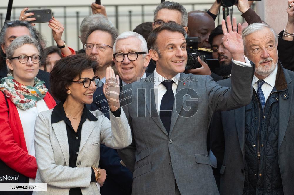 Macron Visits The Paris Book Festival - France