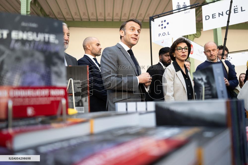 Macron Visits The Paris Book Festival - France