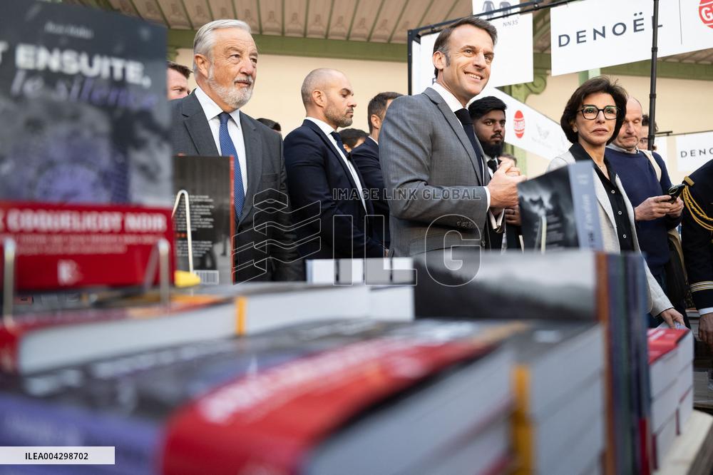 Macron Visits The Paris Book Festival - France