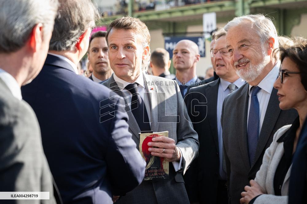 Macron Visits The Paris Book Festival - France