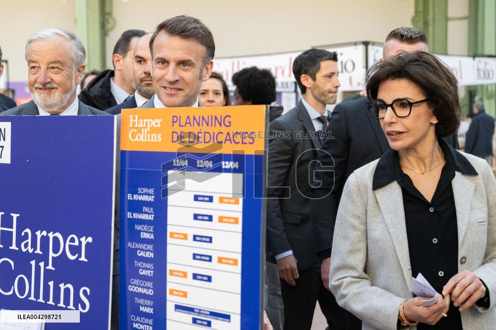 Macron Visits The Paris Book Festival - France