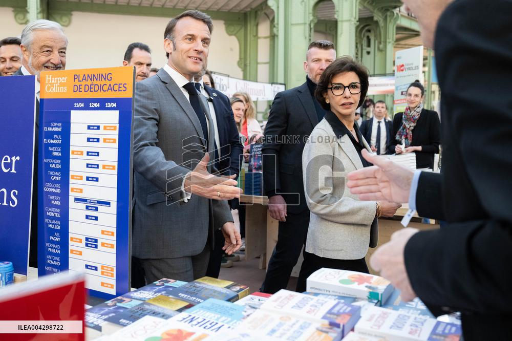 Macron Visits The Paris Book Festival - France