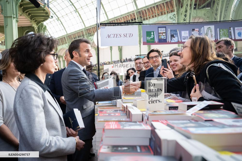Macron Visits The Paris Book Festival - France