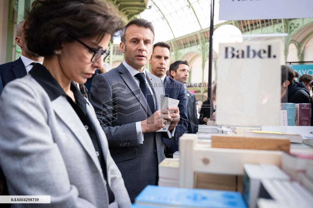 Macron Visits The Paris Book Festival - France