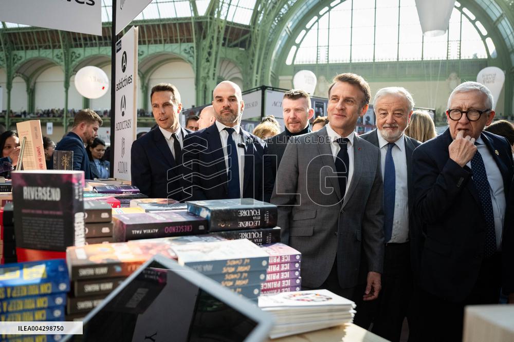 Macron Visits The Paris Book Festival - France