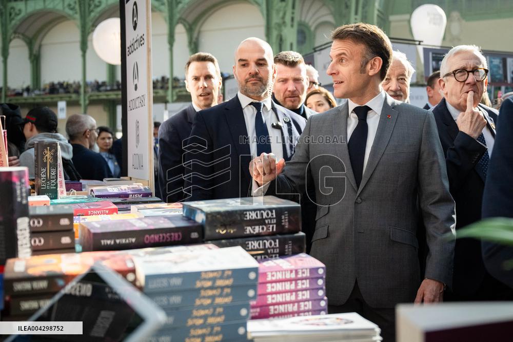 Macron Visits The Paris Book Festival - France
