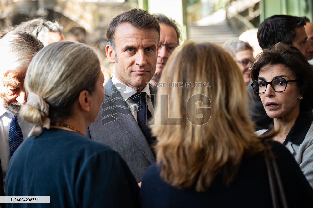 Macron Visits The Paris Book Festival - France