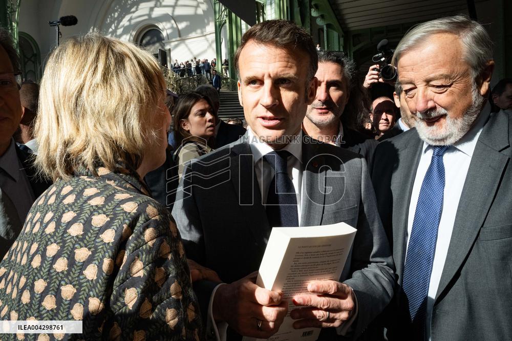 Macron Visits The Paris Book Festival - France