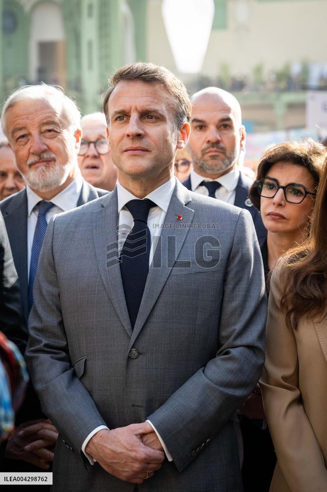 Macron Visits The Paris Book Festival - France