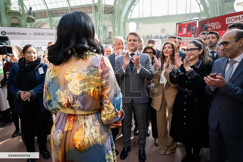 Macron Visits The Paris Book Festival - France