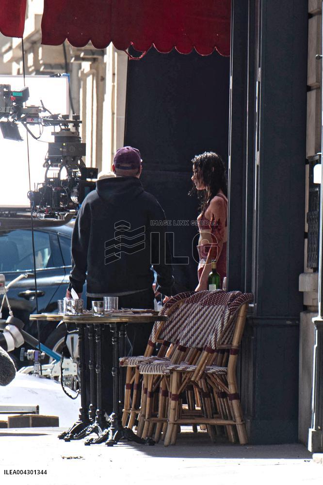 Bella Hadid on The Set of The Beauty Series in Paris