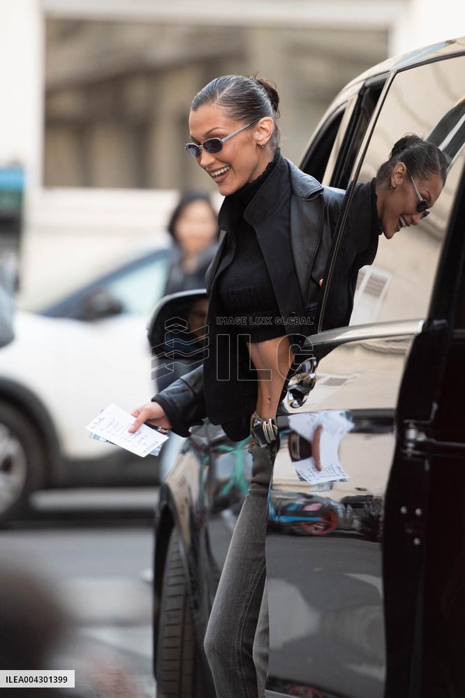 Bella Haid Out In Paris After Filming
