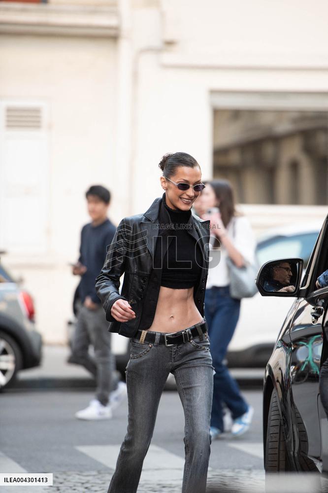 Bella Haid Out In Paris After Filming