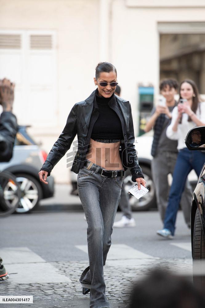 Bella Haid Out In Paris After Filming