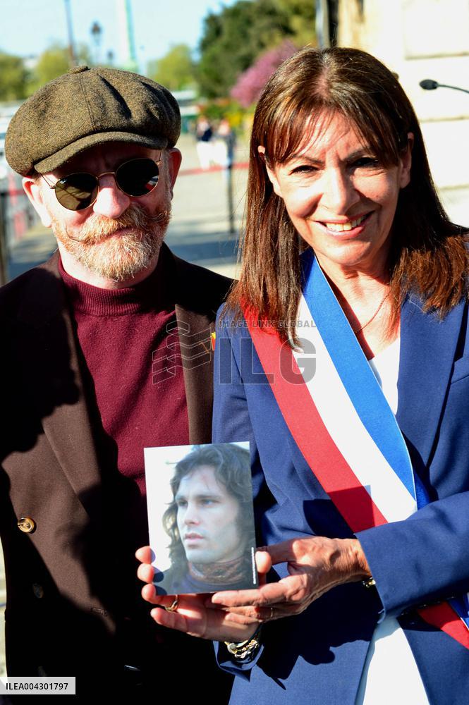 Anne Hildalgo Inaugurates The Jim Morrison Footbridge - Paris
