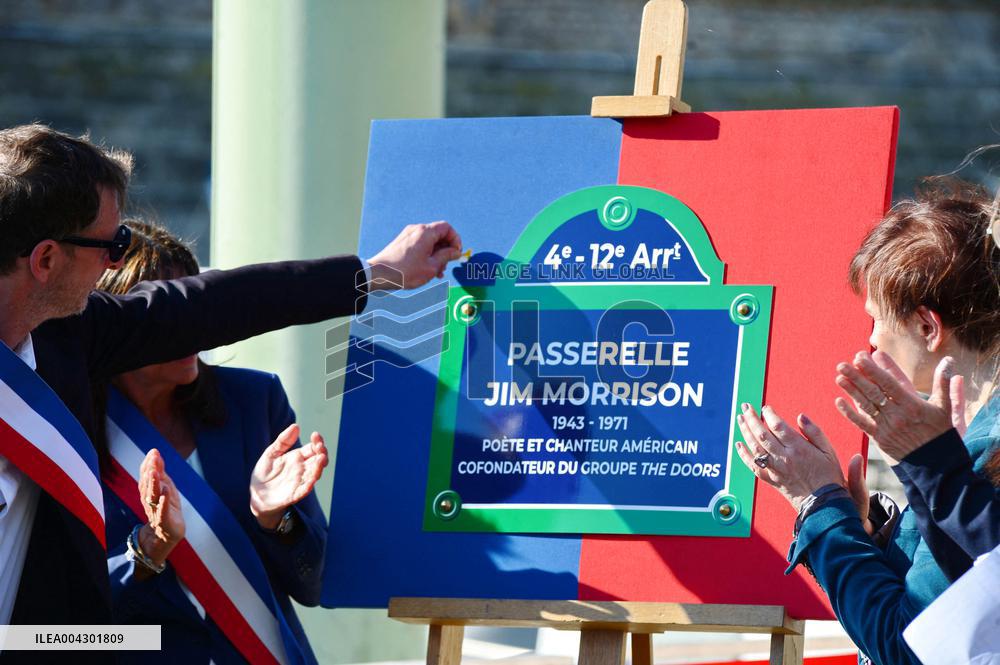 Anne Hildalgo Inaugurates The Jim Morrison Footbridge - Paris