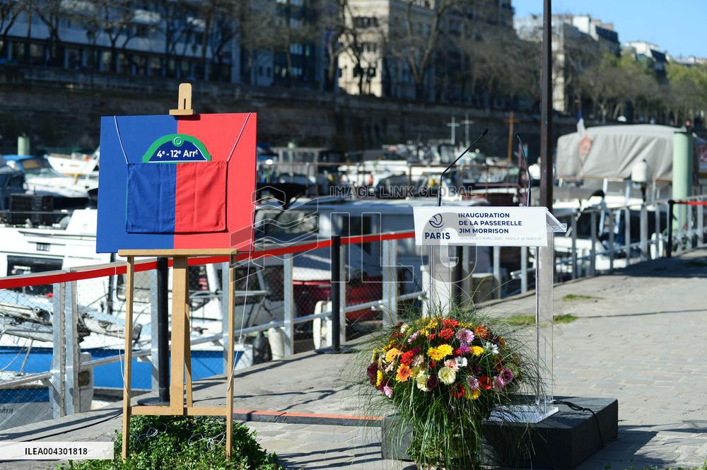 Anne Hildalgo Inaugurates The Jim Morrison Footbridge - Paris